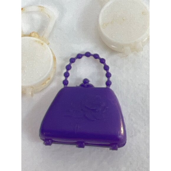 Vintage 60s Barbie Mini Purple Doll Purse & White Accessories Made In Hong Kong - Picture 3 of 6